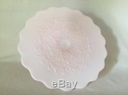 Fenton ROSE PASTEL Pink Milk Glass DIAMOND LACE Footed CAKE PLATE STAND