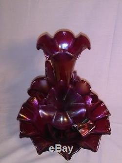 Fenton Red Stretch Glass 4 Lily Epergne