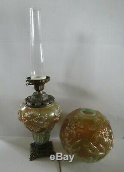 Fenton Regal Iris Aqua Opalescent Carnival Glass 29 Pear Shaped LampRARE