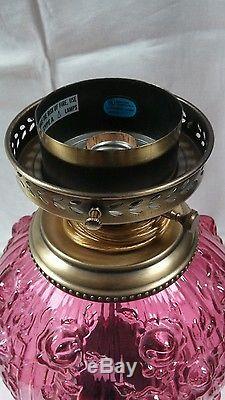Fenton Rose Roses Cranberry Gone with the Wind Lamp