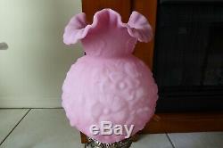 Fenton Rose Satin Poppy 24 Gone With The Wind Double Ball Lamp