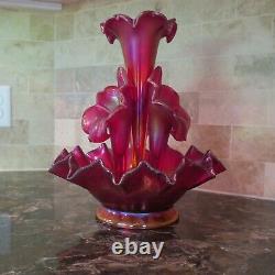 Fenton Ruby Amberina Stretch Glass 5 Pc Epergne Historic Collection 2003 7601RL