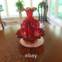 Fenton Ruby Amberina Stretch Glass 5 Pc Epergne Historic Collection 2003 7601RL