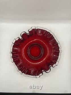 Fenton Ruby Red Silver Crest 3 in 1 Crimp Bowl 9.5x6.5 Brides Bowl Circa 1939