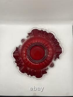 Fenton Ruby Red Silver Crest 3 in 1 Crimp Bowl 9.5x6.5 Brides Bowl Circa 1939