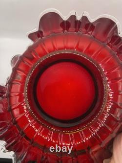 Fenton Ruby Red Silver Crest 3 in 1 Crimp Bowl 9.5x6.5 Brides Bowl Circa 1939