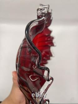 Fenton Ruby Red Silver Crest 3 in 1 Crimp Bowl 9.5x6.5 Brides Bowl Circa 1939
