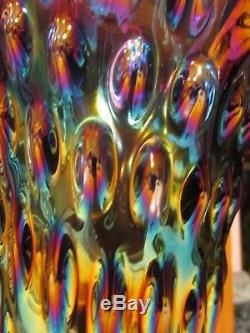 Fenton Rustic FUNERAL VASE Carnival GlassELECTRIC Finest Iridescence