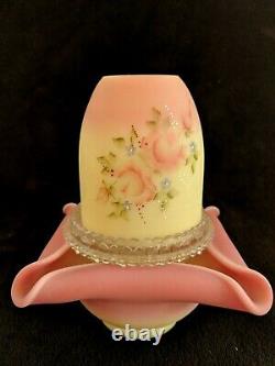 Fenton Satin Burmese Fairy Lamp Roses Light Qvc 1994 Three 3 Piece