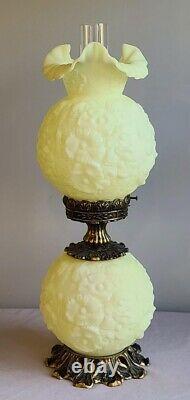 Fenton Satin Poppy Pattern Gone With The Wind Lamp 24 Tall Vintage
