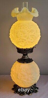 Fenton Satin Poppy Pattern Gone With The Wind Lamp 24 Tall Vintage