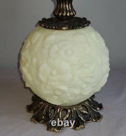 Fenton Satin Poppy Pattern Gone With The Wind Lamp 24 Tall Vintage