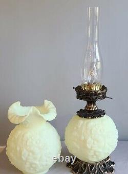 Fenton Satin Poppy Pattern Gone With The Wind Lamp 24 Tall Vintage