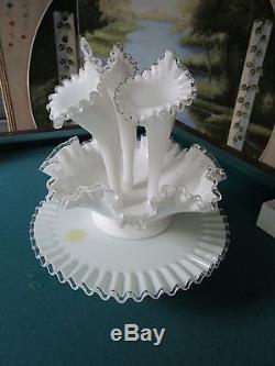 Fenton Silver Crest set of 5 pieces, Epergne, bowl & cake platea5