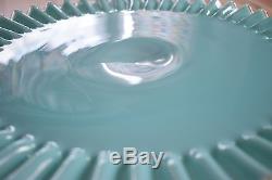 Fenton Silver Turquoise aqua milk glass pedestal cake stand plate crimped edge