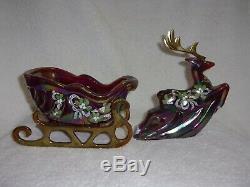 Fenton Sleigh and Reindeer Set One of a Kind Set