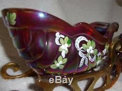 Fenton Sleigh and Reindeer Set One of a Kind Set