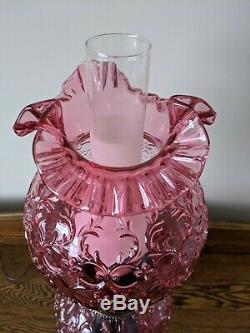 Fenton Spanish Lace Cranberry Lamp