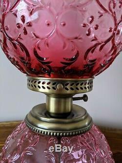 Fenton Spanish Lace Cranberry Lamp