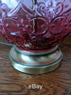 Fenton Spanish Lace Cranberry Lamp