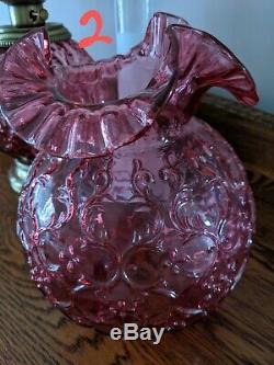 Fenton Spanish Lace Cranberry Lamp