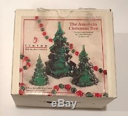 Fenton The American Christmas Tree 3 Piece Set In Holiday Green With Box USED