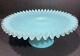 Fenton Turquoise Blue Silver Crest Cake Stand / Plate. Rare. HTF