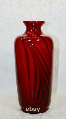 Fenton, Vase, Ruby Glass With Black Threads, Dave Fetty, Limited Edition