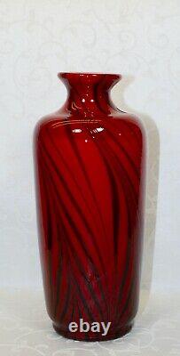 Fenton, Vase, Ruby Glass With Black Threads, Dave Fetty, Limited Edition
