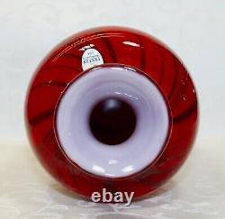 Fenton, Vase, Ruby Glass With Black Threads, Dave Fetty, Limited Edition