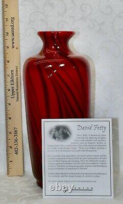 Fenton, Vase, Ruby Glass With Black Threads, Dave Fetty, Limited Edition