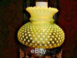 Fenton Vaseline Glass Hobnail Opalescent Lamp Gwtw, Rare