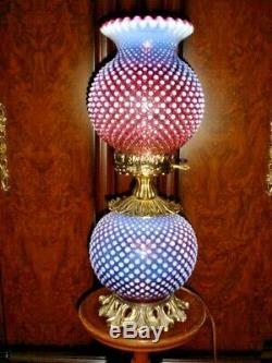 Fenton Very Rich Opalescent Cranberry Hobnail Gwtw New Lamp