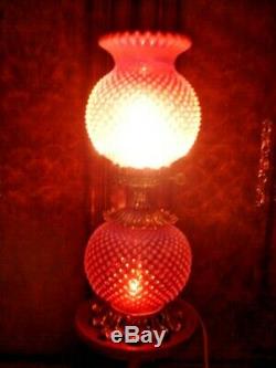 Fenton Very Rich Opalescent Cranberry Hobnail Gwtw New Lamp