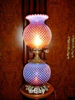 Fenton Very Rich Opalescent Cranberry Hobnail Gwtw New Lamp