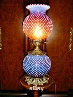 Fenton Very Rich Opalescent Cranberry Hobnail Gwtw New Lamp