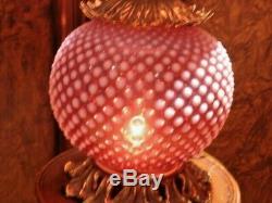 Fenton Very Rich Opalescent Cranberry Hobnail Gwtw New Lamp