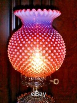 Fenton Very Rich Opalescent Cranberry Hobnail Gwtw New Lamp