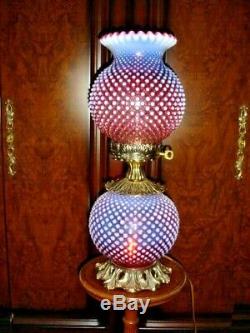 Fenton Very Rich Opalescent Cranberry Hobnail Gwtw New Lamp