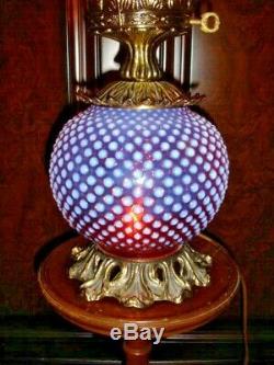 Fenton Very Rich Opalescent Cranberry Hobnail Gwtw New Lamp