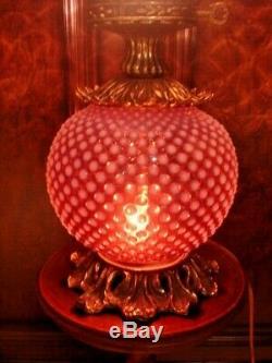 Fenton Very Rich Opalescent Cranberry Hobnail Gwtw New Lamp