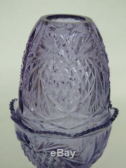 Fenton Wisteria New Heart Purple Glass Two Piece Fairy Lamp Candle Holder 630B