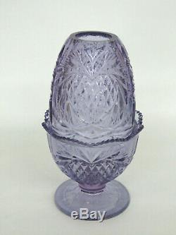 Fenton Wisteria New Heart Purple Glass Two Piece Fairy Lamp Candle Holder 630B
