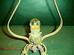 Fenton Yellow Vaseline Glass Iron Old Lamp