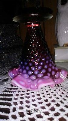 Fenton art glass plum opalescent mini trumpet vase and bonbon lot