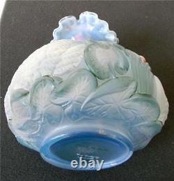 Fenton art glass vase hand painted swan decorations artist signed