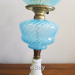 Fenton blue opal lamp