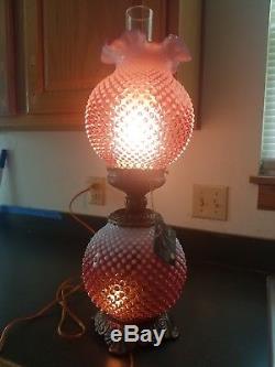 Fenton cranberry glass lamp