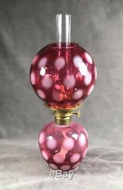 Fenton for LG Wright Cranberry Opalescent Coin Spot Miniature Oil Lamp