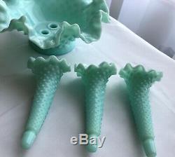 Fenton green pastel hobnail apartment size epergne produced in the 50s